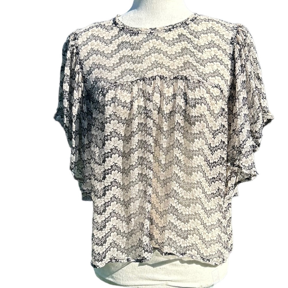 The Kooples Silk Sheer Dark Floral Top - Picture 3 of 7